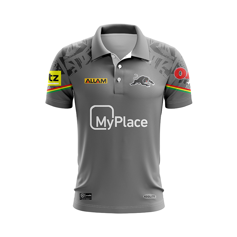 NRL Penrith Panthers 2024 Grey Training Polo Shirt