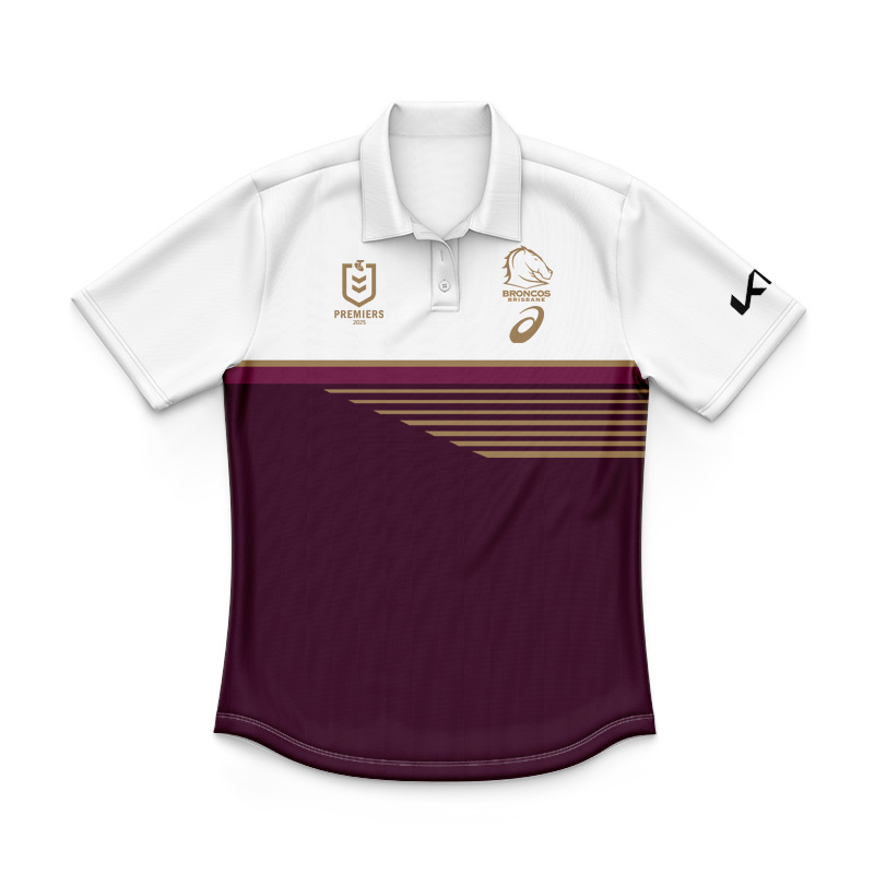 Kid's NRL Brisbane Broncos 2025 Premiers Gold Logo Polo Shirt