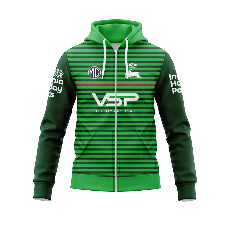 NRL South Sydney Rabbitohs 2024 Green Training Zipper Hoodie