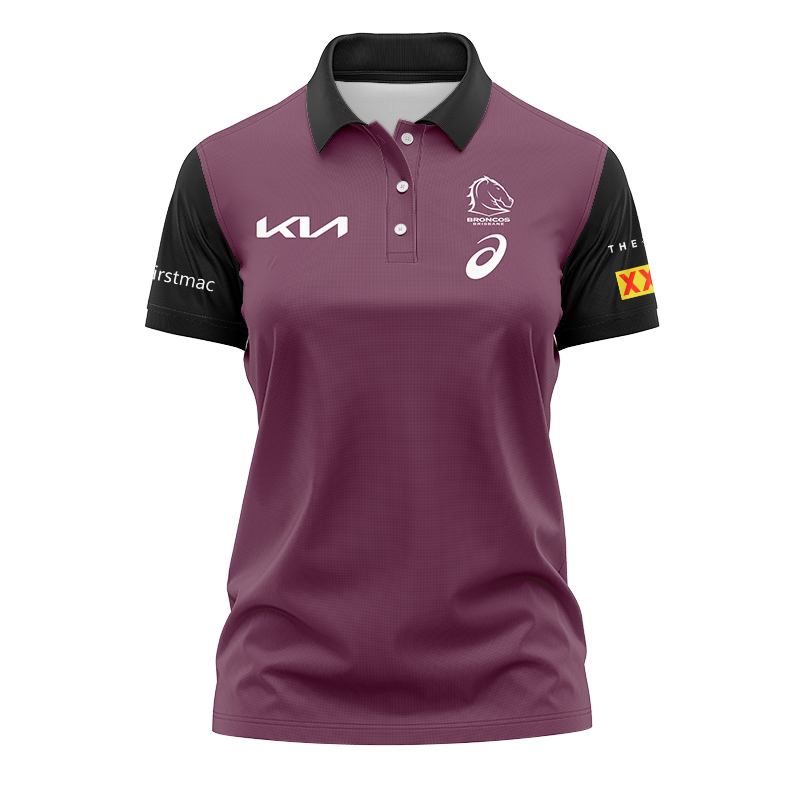 Women's NRL Brisbane Broncos 2024 Maroon Training Polo Shirt