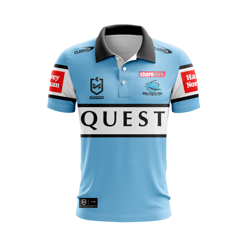 NRLW Cronulla-Sutherland Sharks 2024 Home Polo Shirt