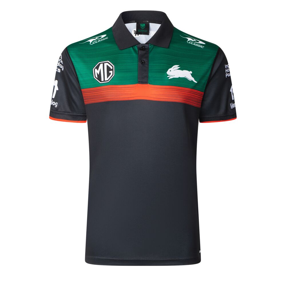 NRL South Sydney Rabbitohs 2025 Black Players Polo Shirt