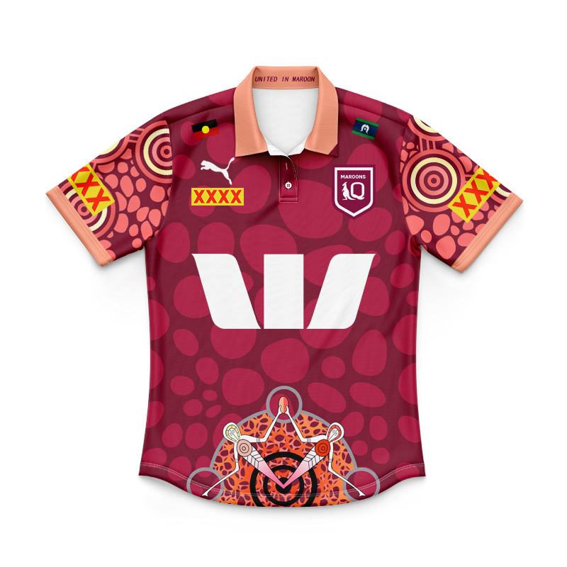 Kid's NRL QLD Maroons 2024 Indigenous Polo Shirt