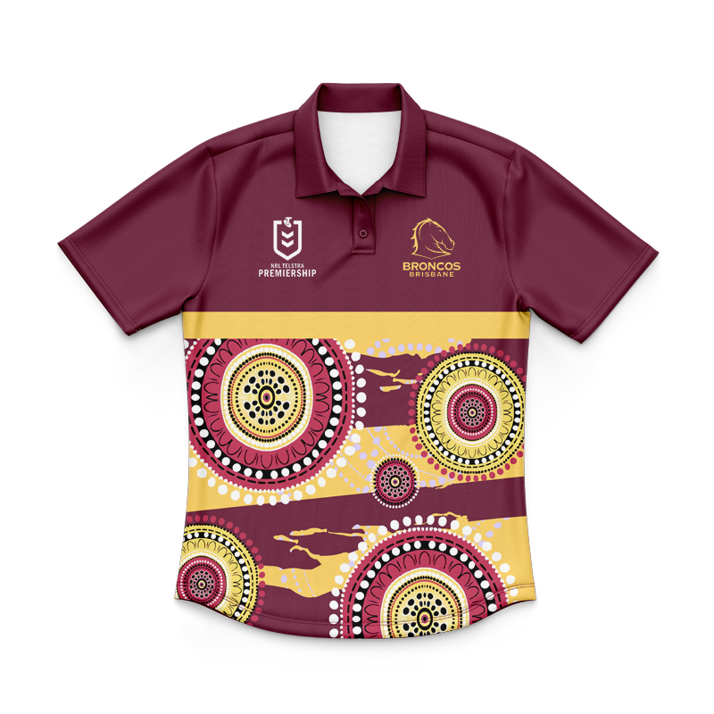 Kid's NRL Brisbane Broncos 2024 Indigenous RS Polo Shirt
