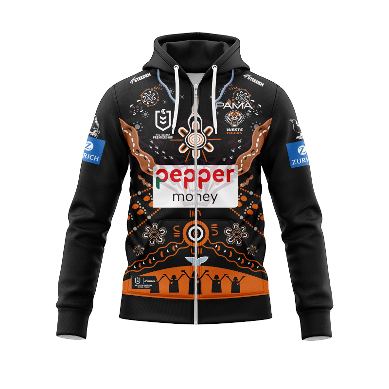 NRL Wests Tigers 2025 Indigenous Zipper Hoodie