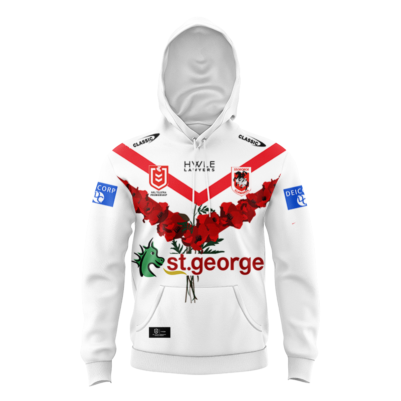 Kid's NRL St George Illawarra Dragons 2024 ANZAC Commemorative Hoodie
