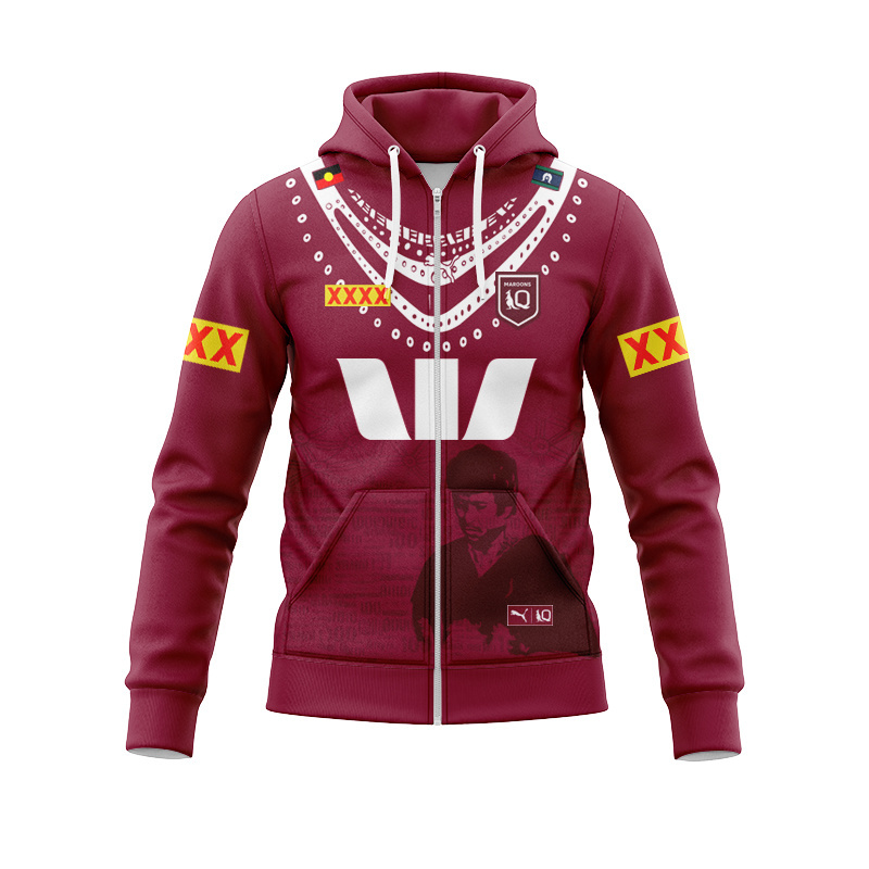 NRL QLD Maroons 2025 Indigenous Zipper Hoodie