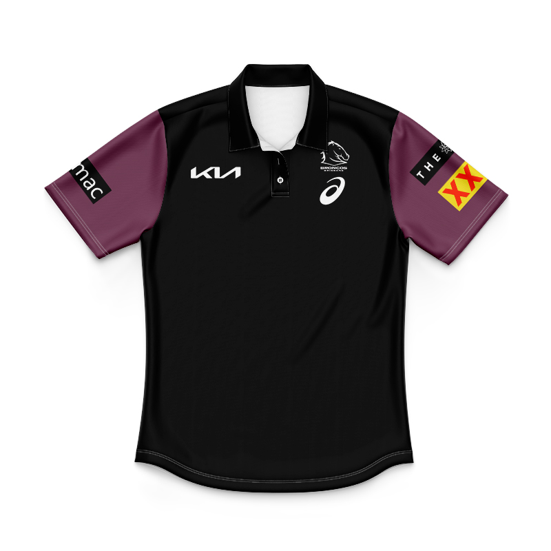 Kid's NRL Brisbane Broncos 2024 Black Team Polo Shirt
