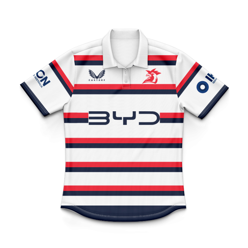 Kid's NRL Sydney Roosters 2025 White Training Polo Shirt