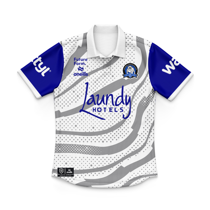 Kid's NRL Canterbury-Bankstown Bulldogs 2025 White Training Polo Shirt