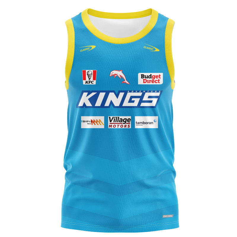 NRL Dolphins 2025 Teal Training Singlet