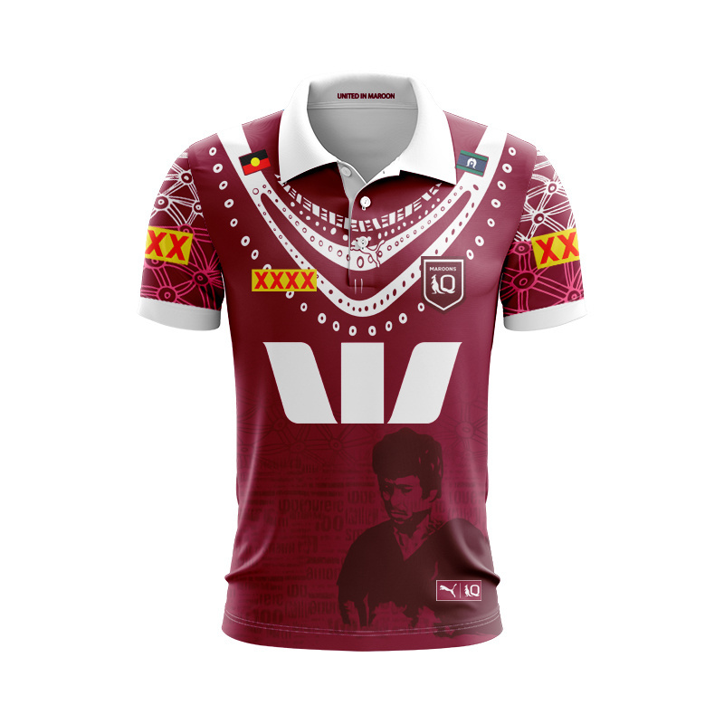 NRL QLD Maroons 2025 Indigenous Polo Shirt