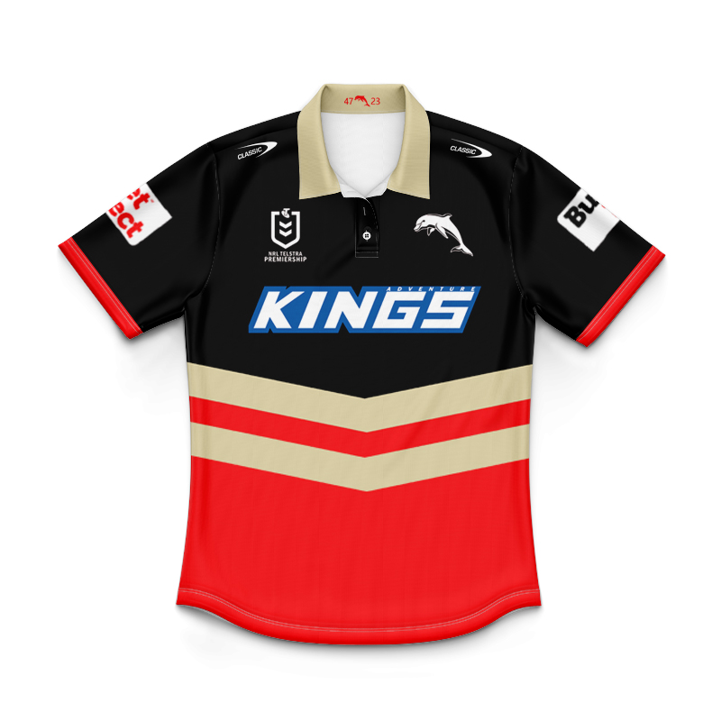 Kid's NRL Dolphins 2025 Away Polo Shirt