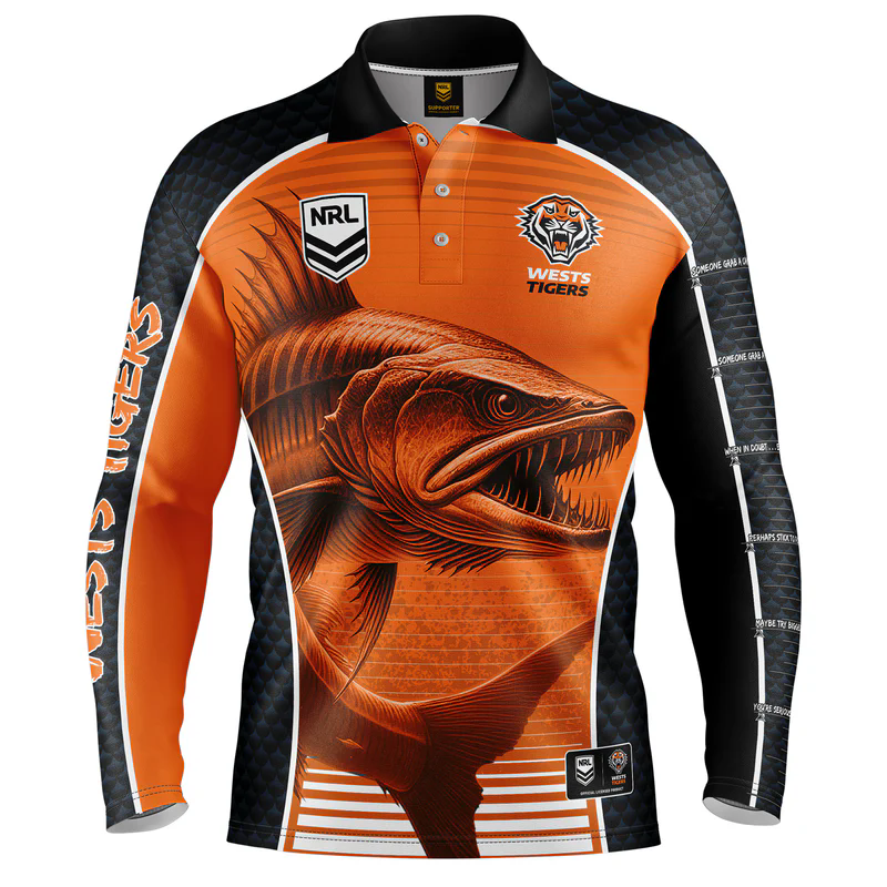 NRL Wests Tigers 2025 Barracuda Fishing Shirt