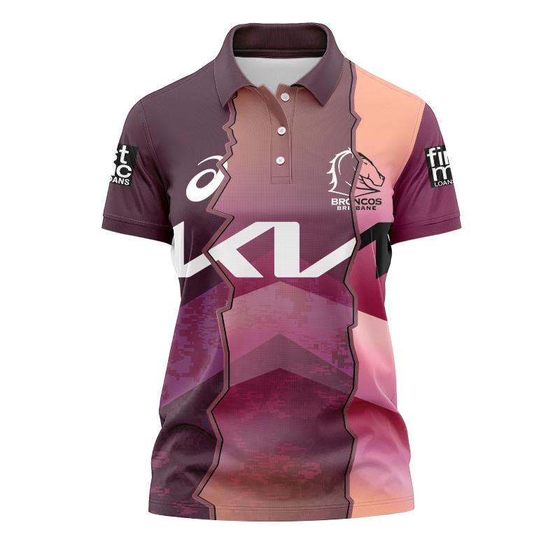 Women's NRL Brisbane Broncos 2024 Sunstone Training Mix Polo Shirt