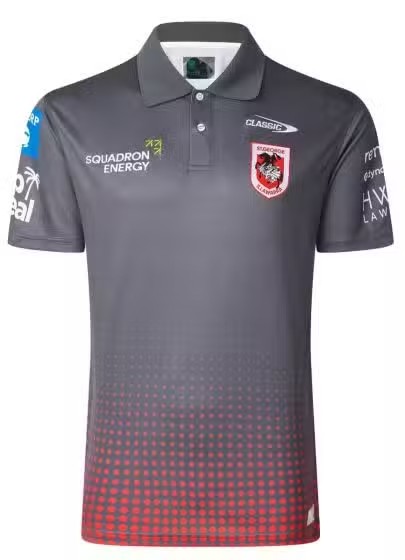 NRL St George Illawarra Dragons 2025 Grey Polo Shirt
