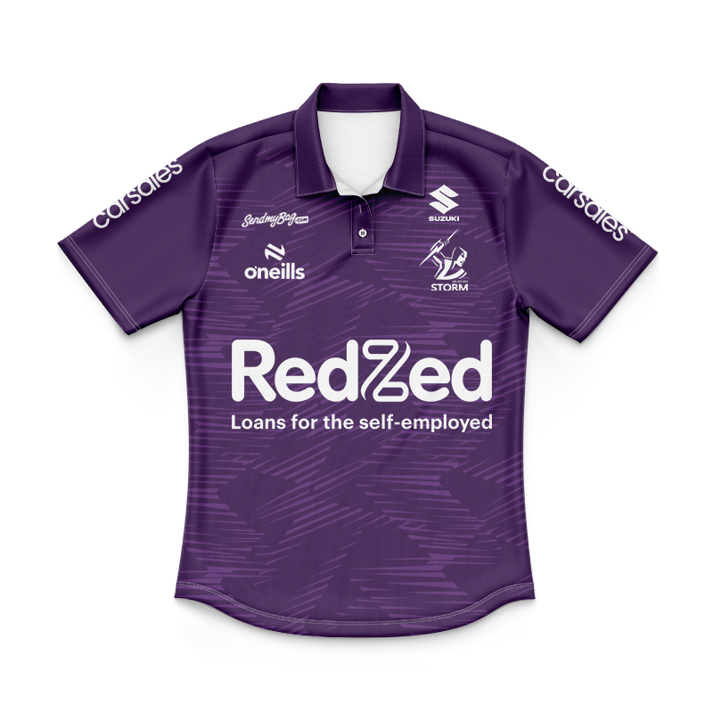 Kid's NRL Melbourne Storm 2025 Purple Training Polo Shirt
