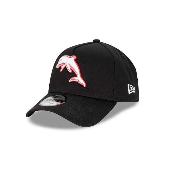 NRL Dolphins Black Embroidered Logo Cap 2025