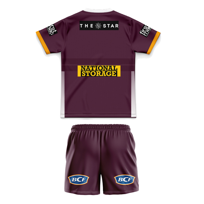 Kid's NRL Brisbane Broncos 2025 Home Jersey+Shorts