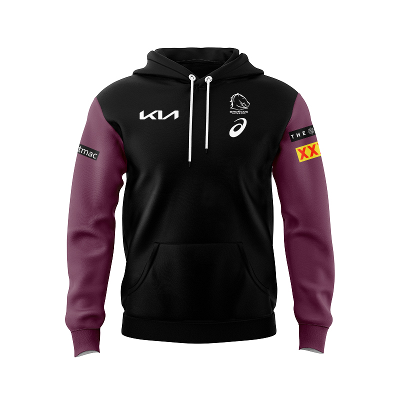 NRL Brisbane Broncos 2024 Black Team Hoodie