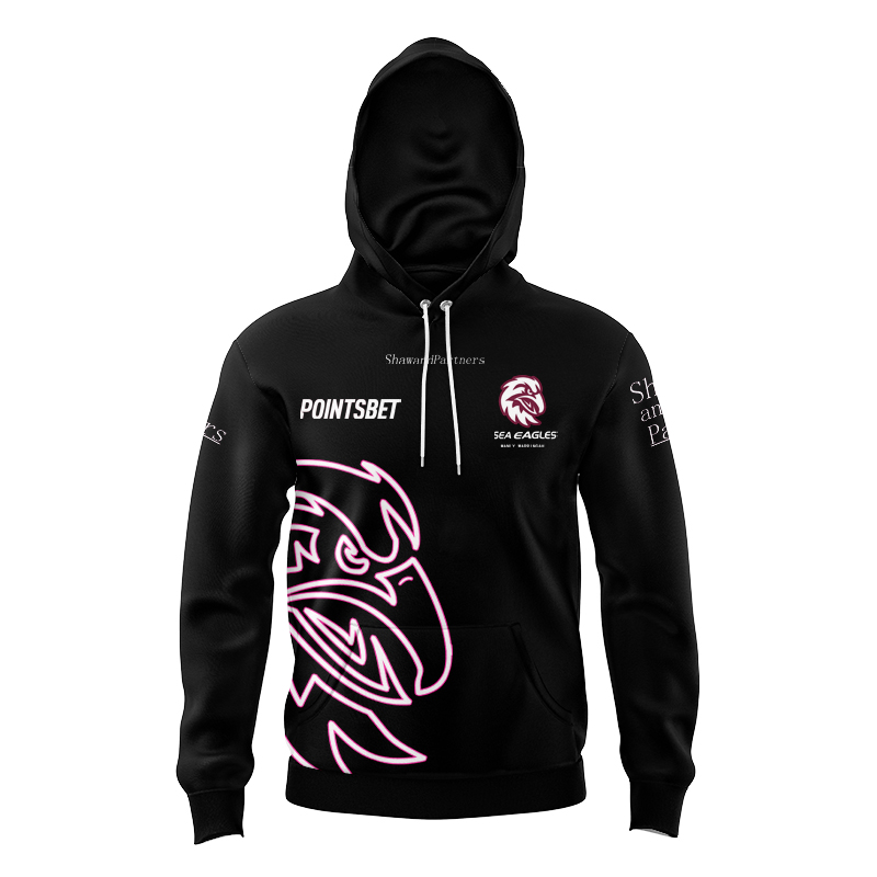 Kid's NRL Manly Warringah Sea Eagles 2024 Black Warm Up Hoodie