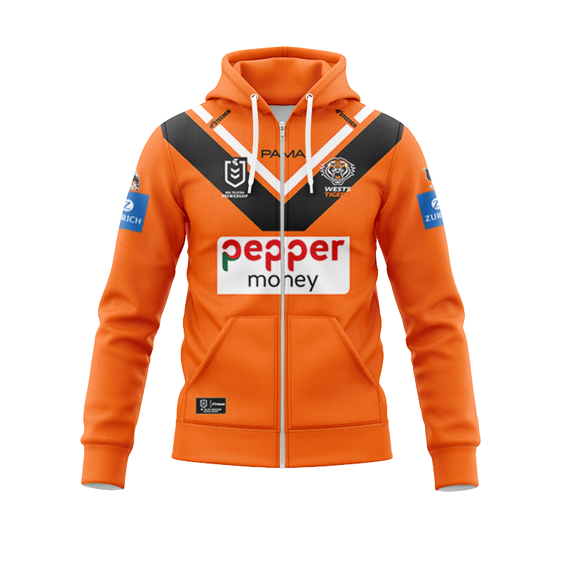 NRL Wests Tigers 2025 Away Zipper Hoodie