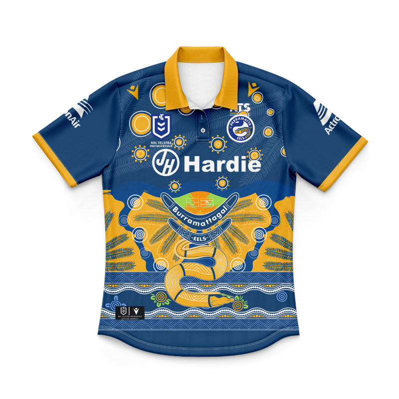Kid's NRL Parramatta Eels 2025 Indigenous Polo Shirt