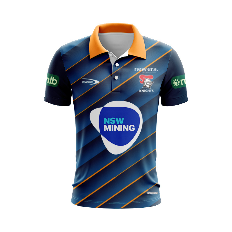 NRL Newcastle Knights 2025 Navy Mining Polo Shirt
