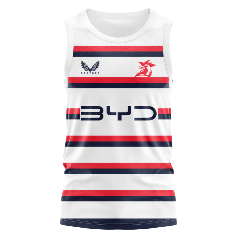 NRL Sydney Roosters 2025 White Training Singlet
