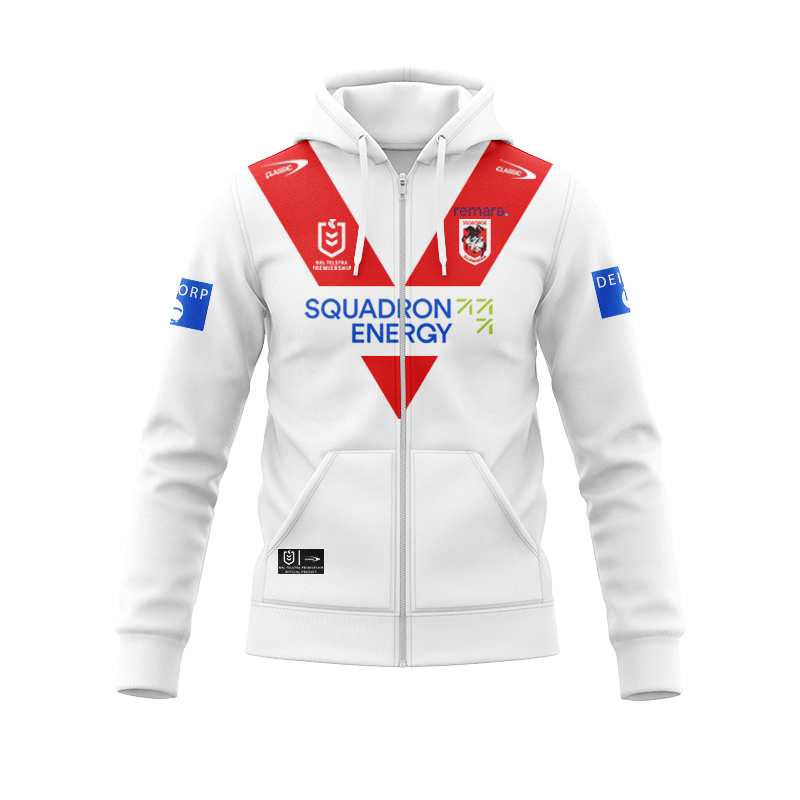 NRL St George Illawarra Dragons 2025 Home Zipper Hoodie