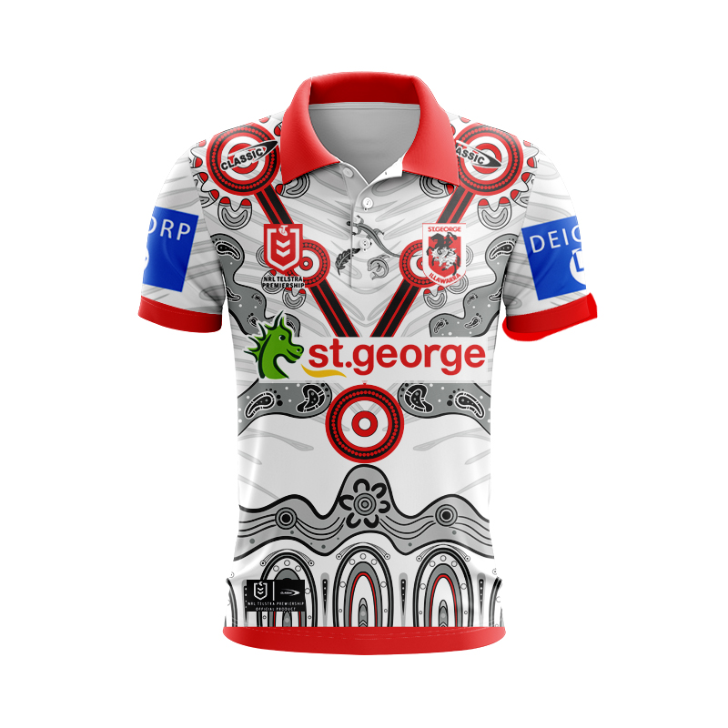 NRL St George Illawarra Dragons 2024 Indigenous Polo Shirt