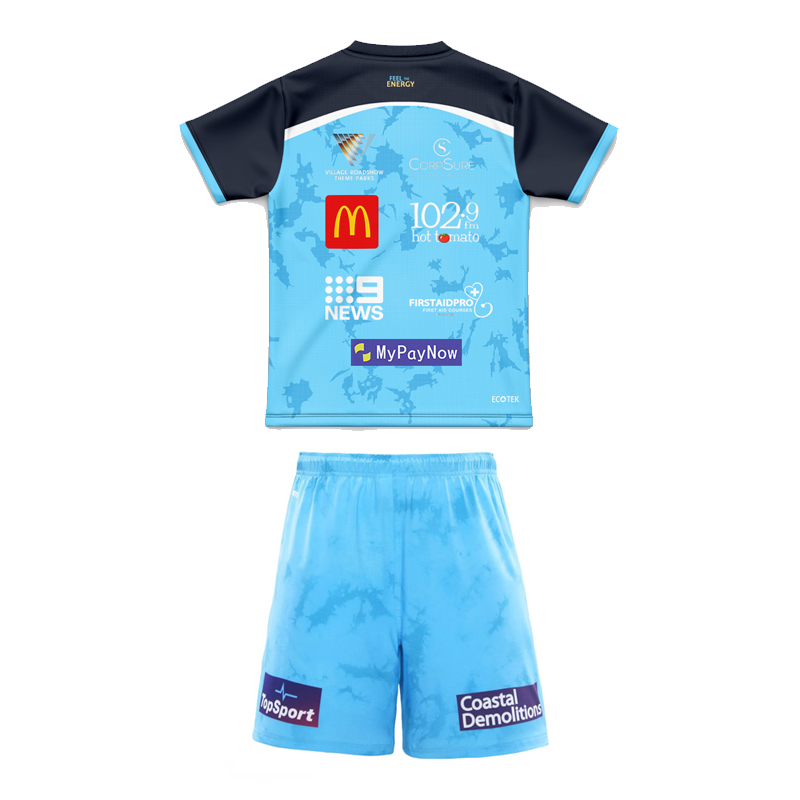 Kid's NRL Gold Coast Titans 2025 Cyan Training Jersey+Shorts