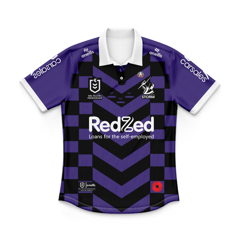 Kid's NRL Melbourne Storm 2025 ANZAC Polo Shirt