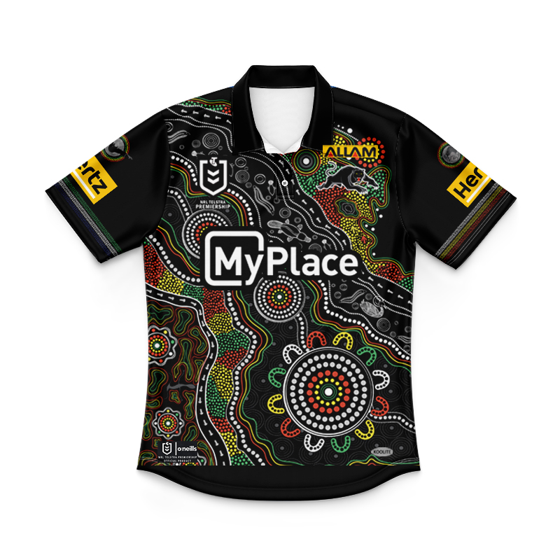 Kid's NRL Penrith Panthers 2025 Indigenous Polo Shirt