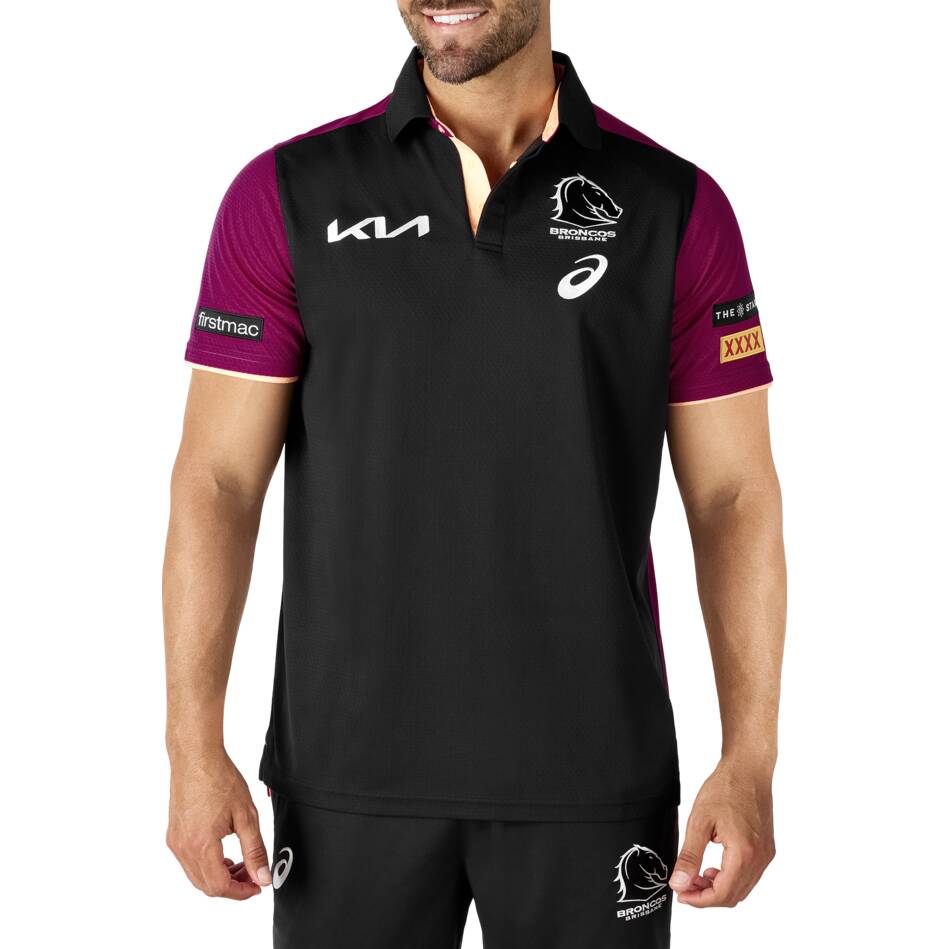 NRL Brisbane Broncos 2024 Black Team Polo Shirt