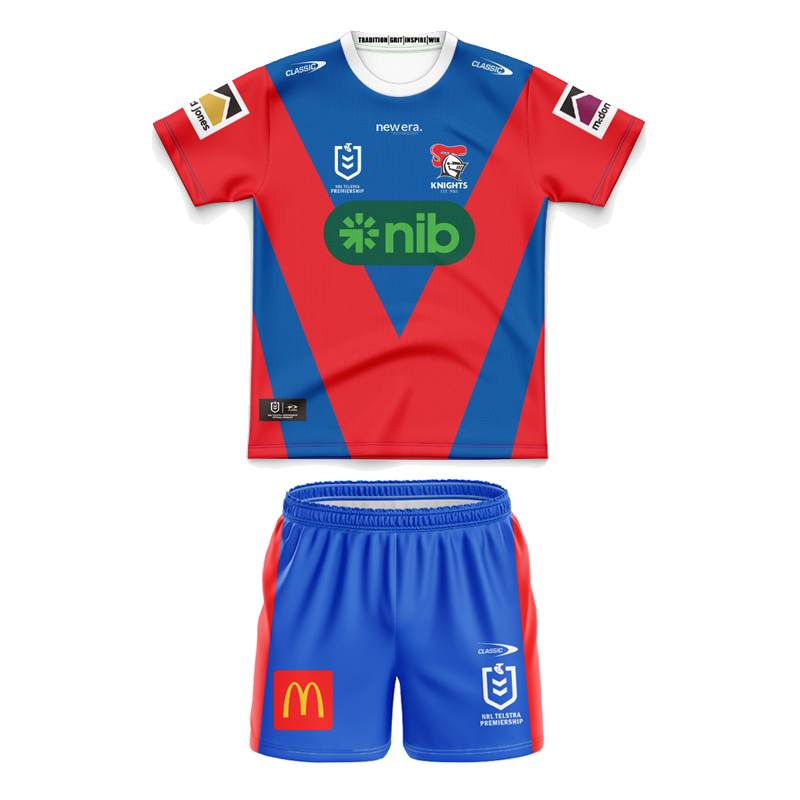 Kid's NRL Newcastle Knights 2025 Home Jersey+Shorts