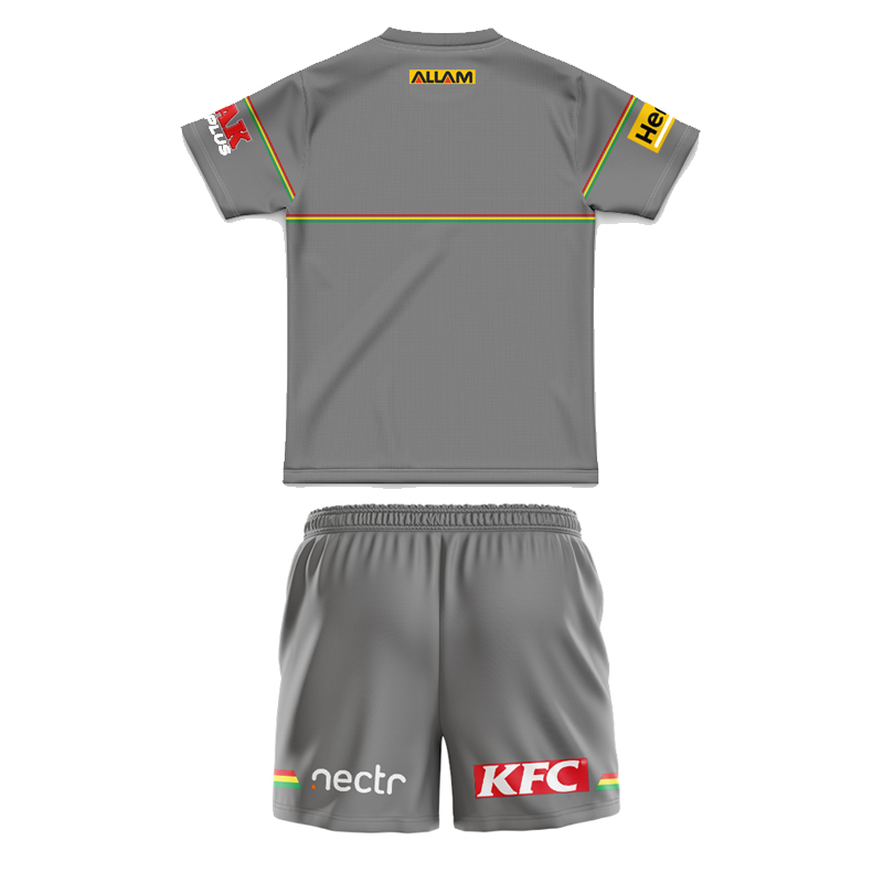 Kid's NRL Penrith Panthers 2025 Grey Training Jersey+Shorts