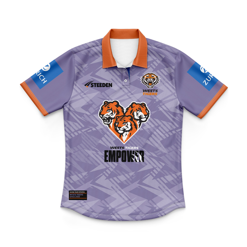 Kid's NRL Wests Tigers 2025 Purple Training Polo Shirt
