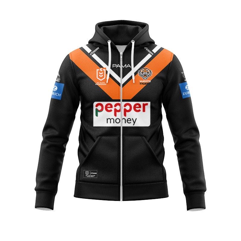 NRL Wests Tigers 2025 Home Zipper Hoodie