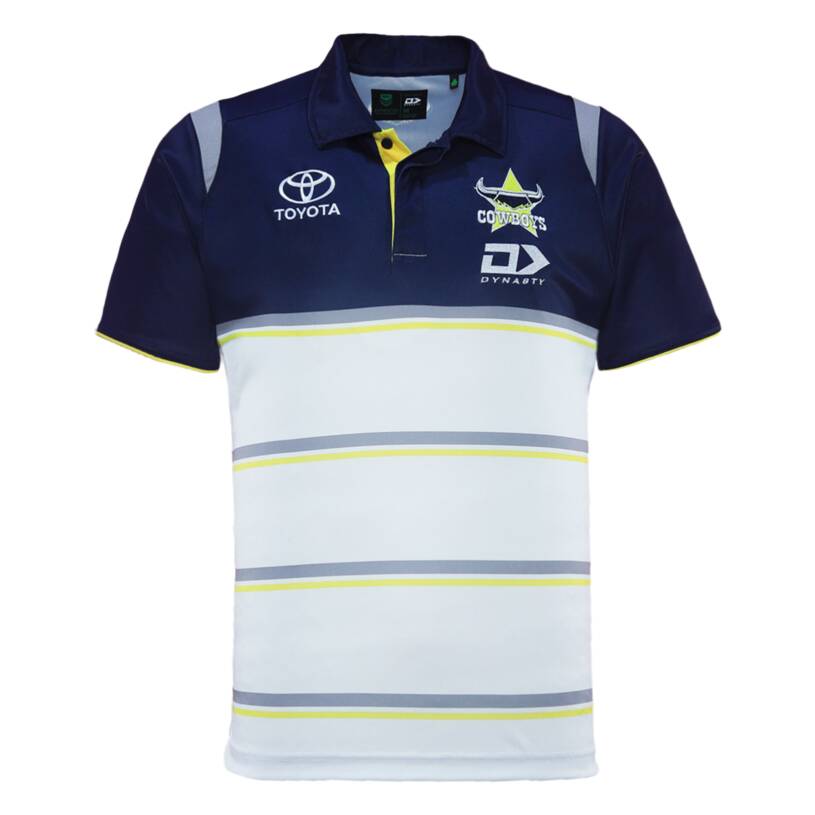 NRL North Queensland Cowboys 2024 Blue White Training Polo Shirt