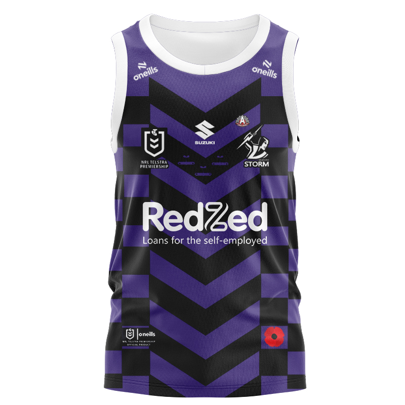 NRL Melbourne Storm 2025 ANZAC Singlet
