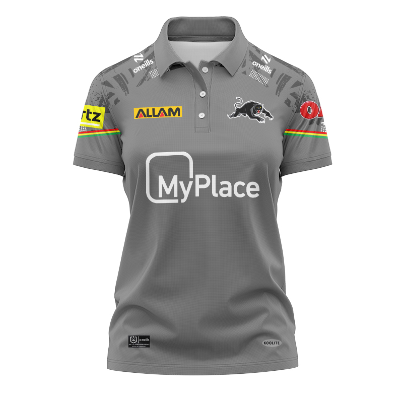 Women's NRL Penrith Panthers 2024 Grey Training Polo Shirt