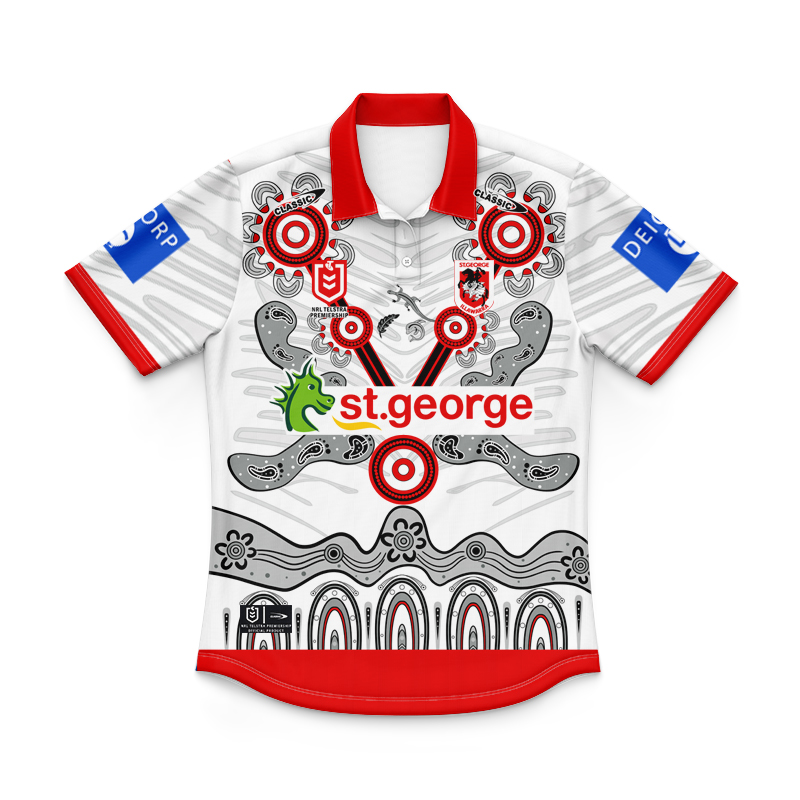 Kid's NRL St George Illawarra Dragons 2024 Indigenous Polo Shirt
