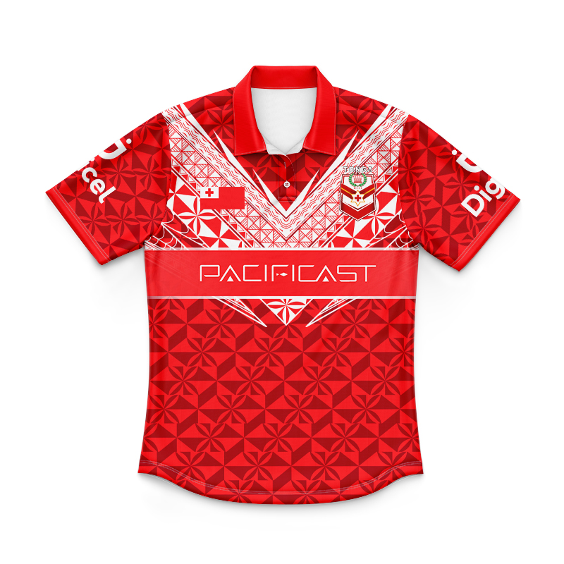 Kid's Tonga Rugby League 2024 Home Polo Shirt