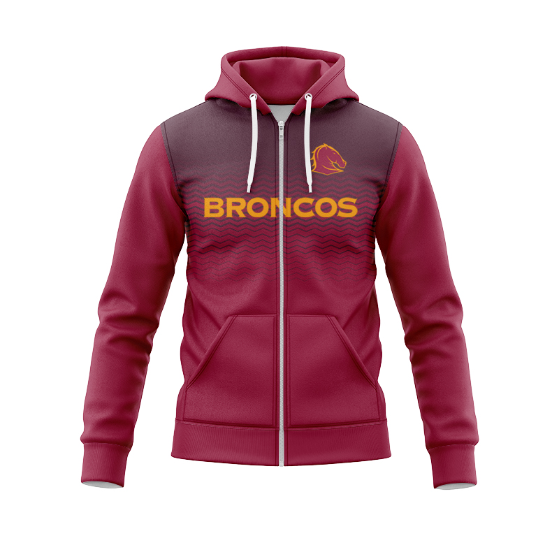 NRL Brisbane Broncos 2025 Training Zipper Hoodie