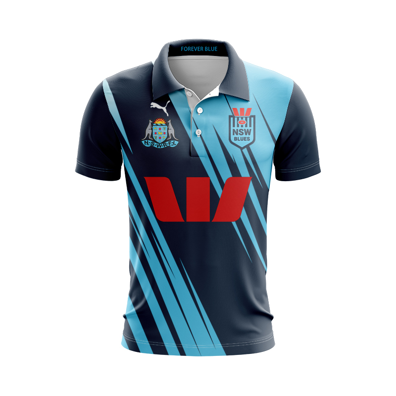 NRL NSW Blues 2024 Captains Run Polo Shirt