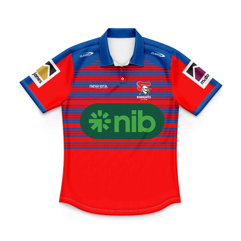 Kid's NRL Newcastle Knights 2024 Red Training Polo Shirt