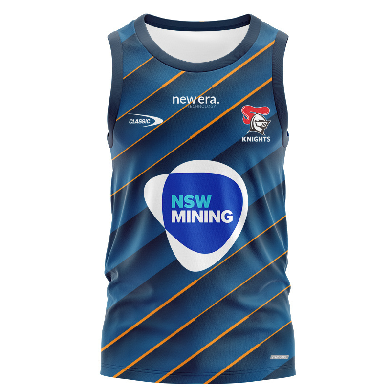 NRL Newcastle Knights 2025 Navy Mining Singlet