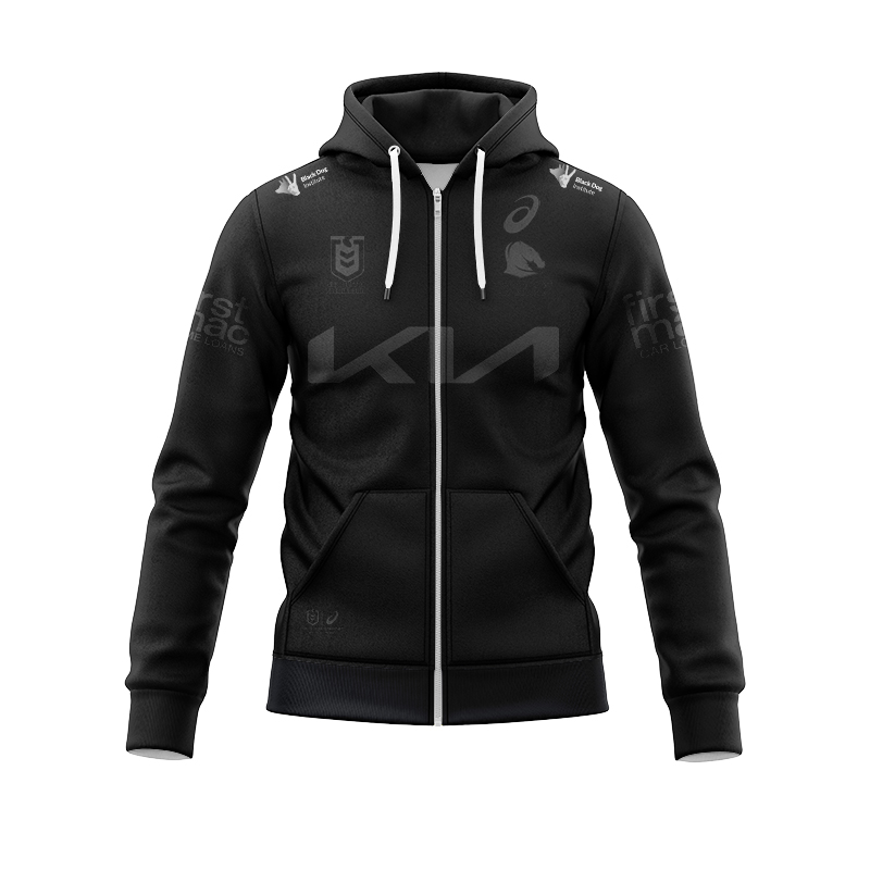 NRL Brisbane Broncos 2025 Black Zipper Hoodie