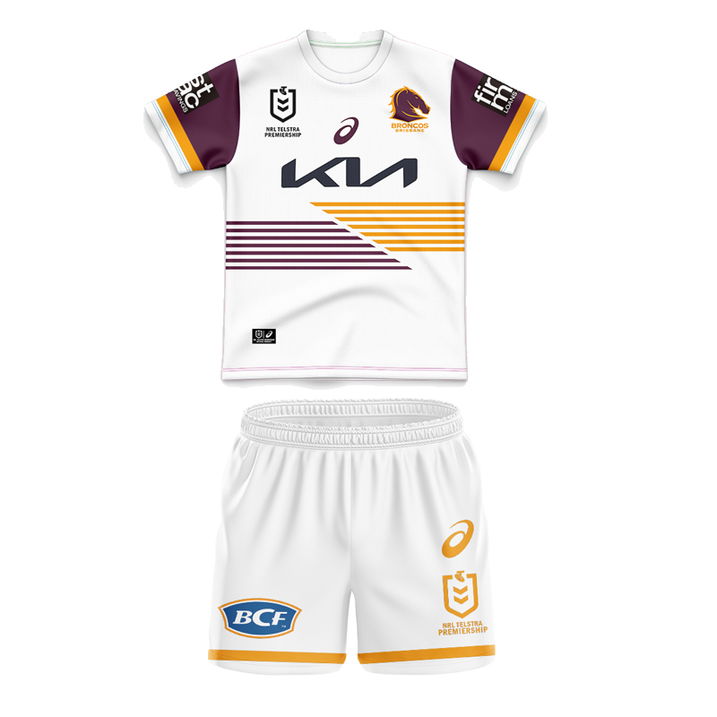 Kid's NRL Brisbane Broncos 2025 Away Jersey+Shorts